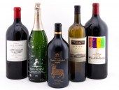 FIVE OVERSIZED GLASS WINE DISP