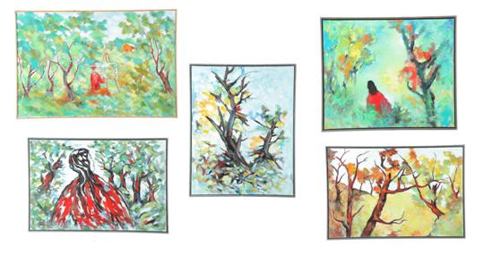 FIVE PAINTINGS BY JAMES YOKO