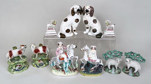 FIVE PAIR STAFFORDSHIRE PORCELAIN
