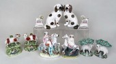 FIVE PAIR STAFFORDSHIRE PORCEL