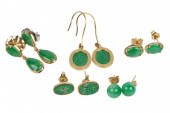 FIVE PAIRS OF 14 KARAT YELLOW