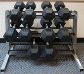 FIVE PAIRS OF BODY SOLID DUMBB