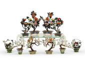 FIVE PAIRS OF CHINESE CARVED S