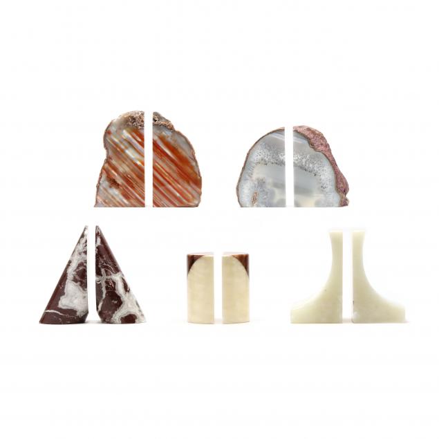 FIVE PAIRS OF COLORFUL STONE