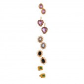FIVE PAIRS OF GEMSTONE STUD EA
