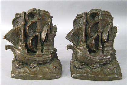 Five pairs of patinated metal