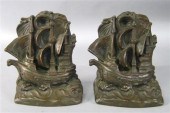 Five pairs of patinated metal