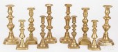 FIVE PAIRS OF VICTORIAN BRASS