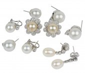 FIVE PAIRS OF WHITE GOLD, DIAM