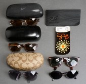 FIVE PAIRS RAY BAN, COACH, NIK