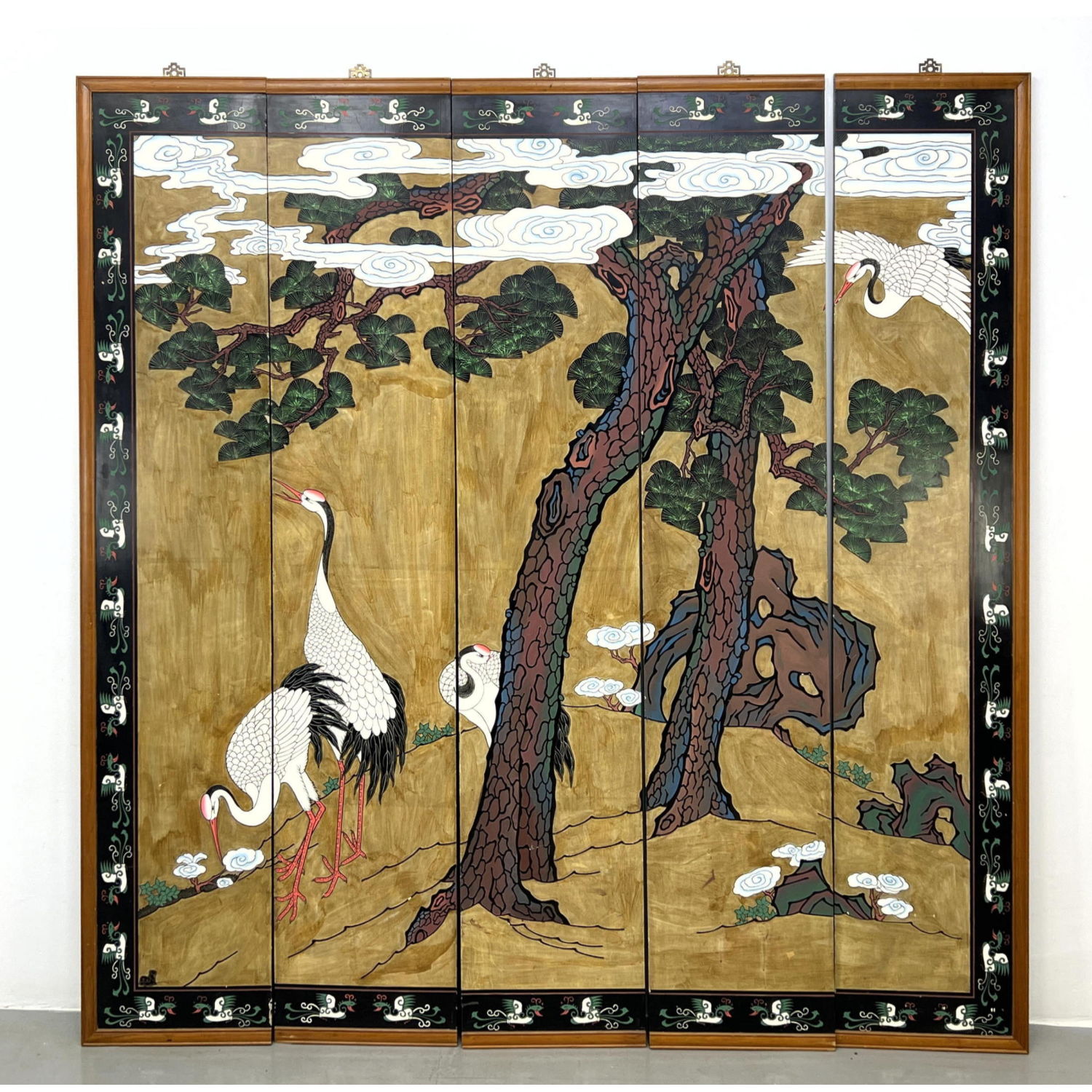 Five Panel Asian Carved Wood