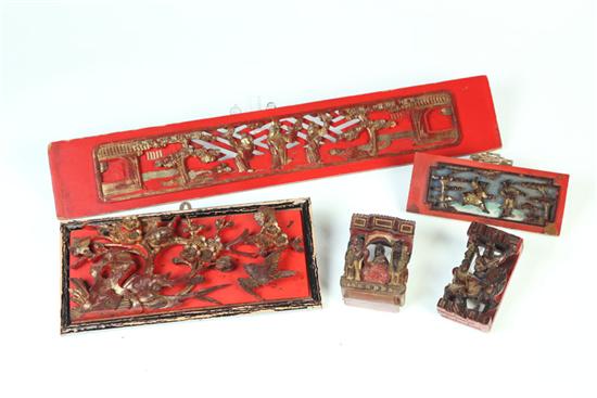 FIVE PANELS.  Asian  early 20th