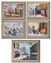 FIVE PARIS SCHOOL CITY PAINTIN