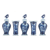 FIVE PART DUTCH DELFT BLUE AND