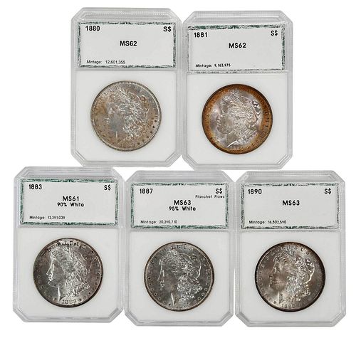 FIVE PCI GRADED PHILADELPHIA MINT