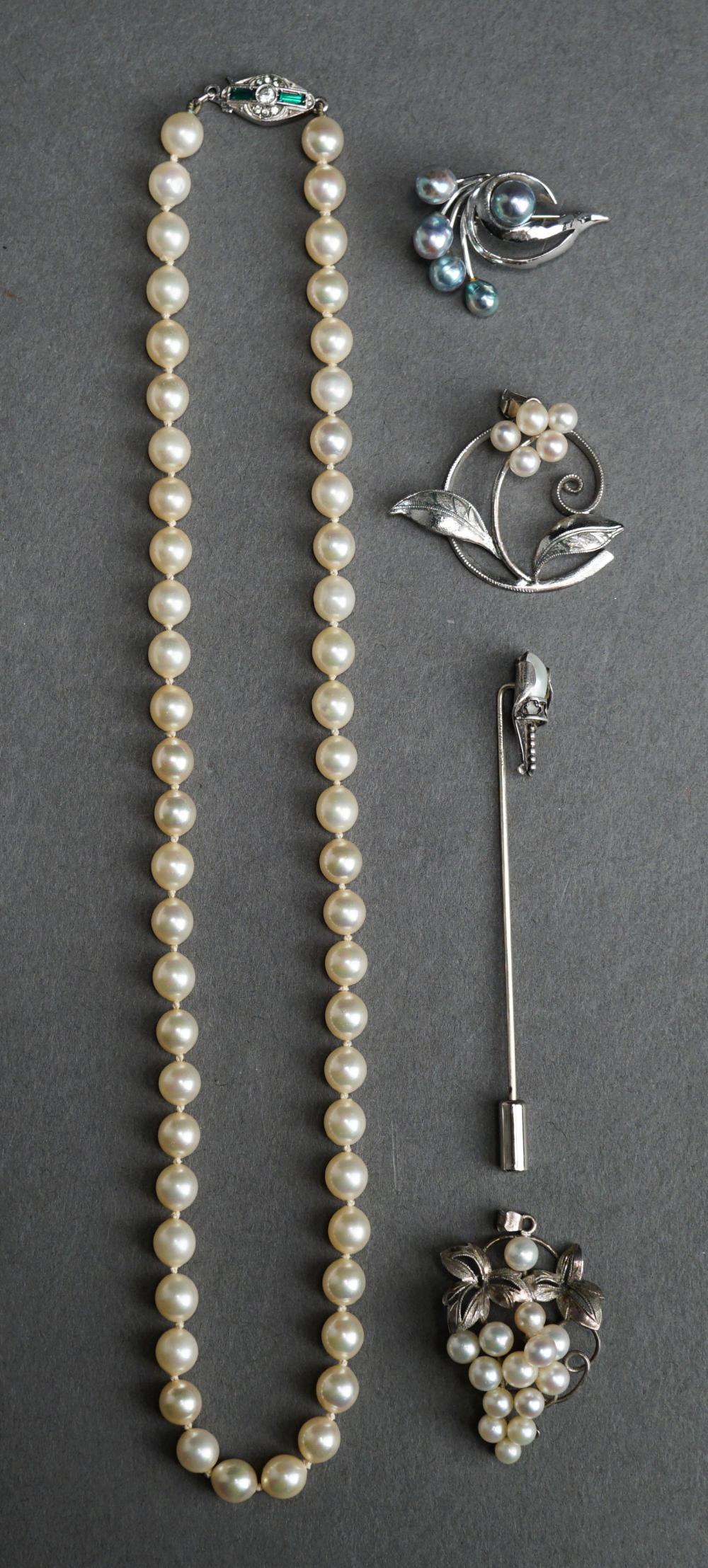 FIVE PEARL AND PREDOMINANTLY SILVER