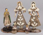 FIVE PEG WOODEN SEASHELL DOLLS