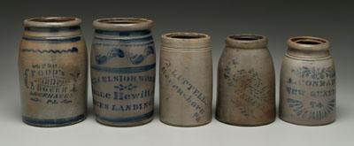 Five Pennsylvania canning jars,