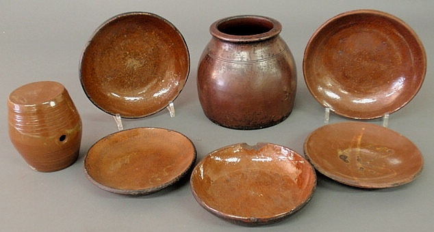 Five Pennsylvania redware plates