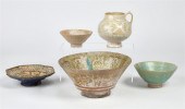 FIVE PERSIAN IRIDESCENT POTTER