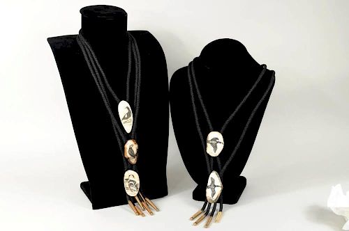 FIVE PETER MAYAC SCRIMSHAW IVORY