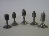Five pewter cylinder font whal