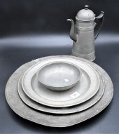 FIVE PEWTER PIECESFive Pewter