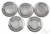 FIVE PHILADELPHIA PEWTER PLATE