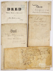 FIVE PHILADELPHIA VELLUM DEEDS