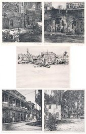 Five Philip Kappel etchings (A