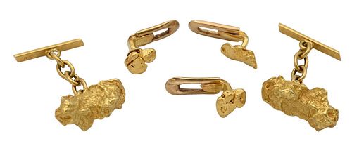 FIVE PIECE 18 KARAT MENS SET, TO