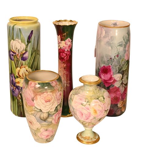 FIVE PIECE BELLEEK HAND PAINTED
