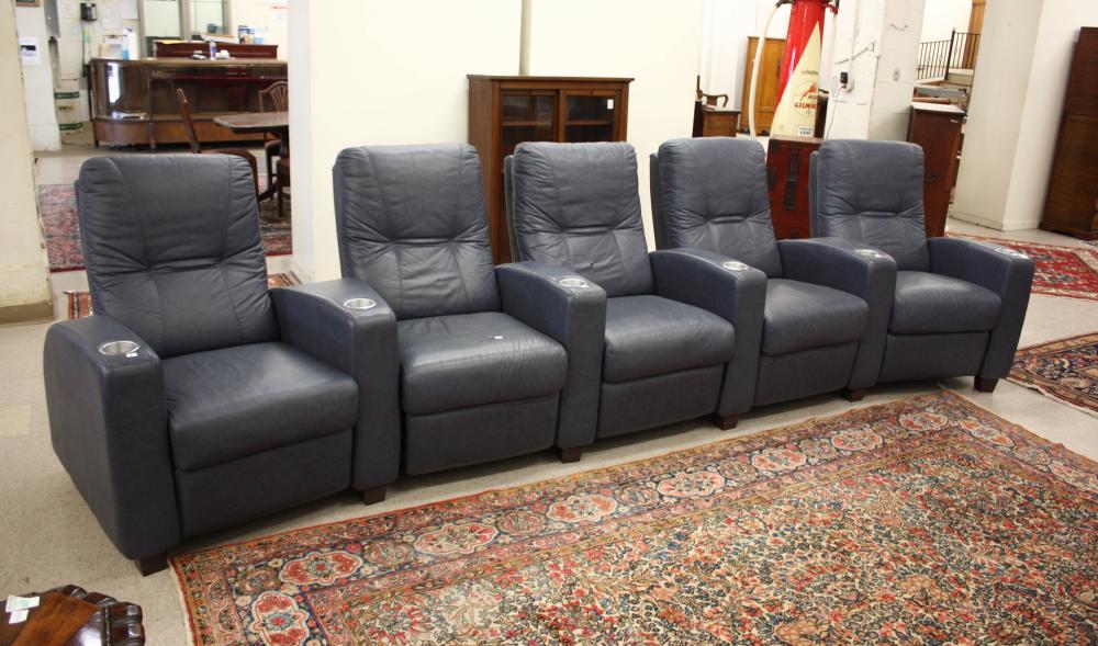 FIVE-PIECE BLUE LEATHER HOME