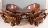 FIVE-PIECE CARVED MAHOGANY LOG