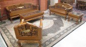 FIVE-PIECE CARVED TEAK LIVING