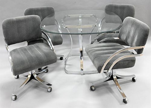 FIVE PIECE CHROME MID CENTURY