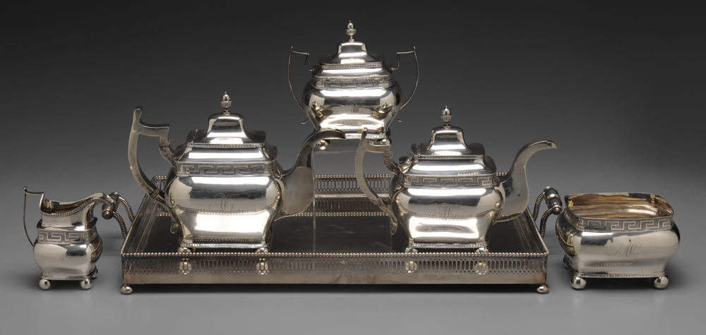 Five-Piece Coin Silver Tea