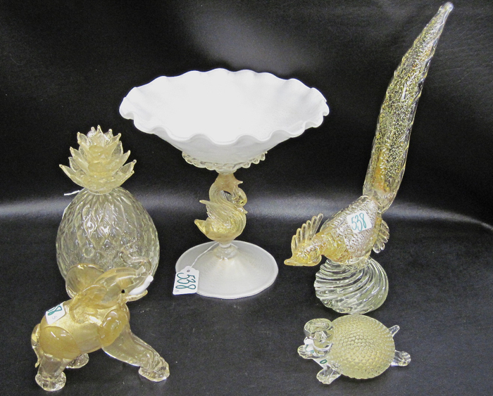 FIVE PIECE COLLECTION MURANO ART