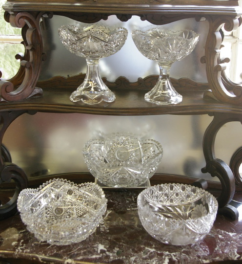 Five-Piece Collection of Cut Glass,