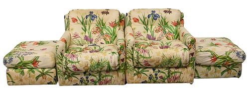 FIVE PIECE CUSTOM UPHOLSTERED