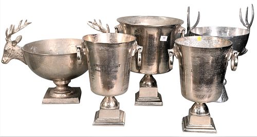 FIVE PIECE DECORATIVE SILVERED