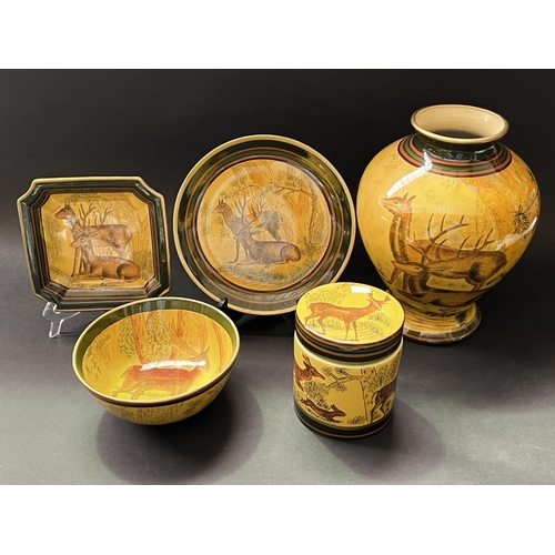 Five piece decorative vase, pot,