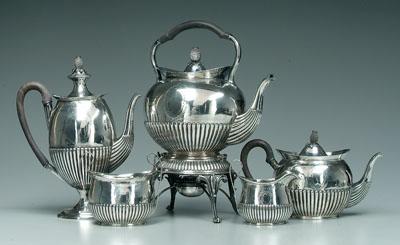 Five piece English silver tea
