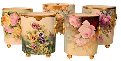 FIVE PIECE FOOTED OVAL VASE
