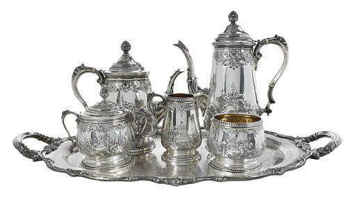 FIVE PIECE GEORGIAN STERLING TEA