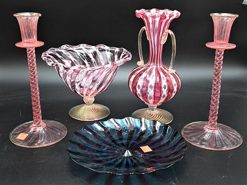 FIVE PIECE GROUP LOT OF VENETIAN