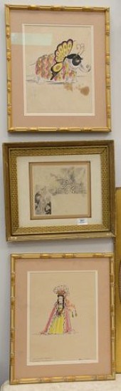 FIVE PIECE GROUP OF FRAMED ILL