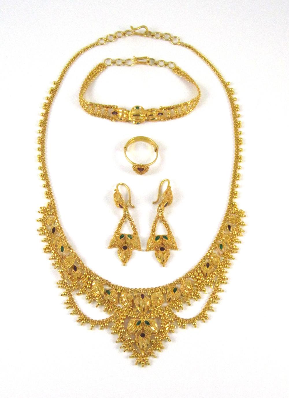 FIVE-PIECE INDIA GOLD FILIGREE