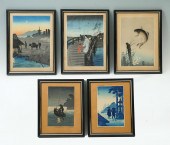 FIVE PIECE JAPANESE WOODBLOCK