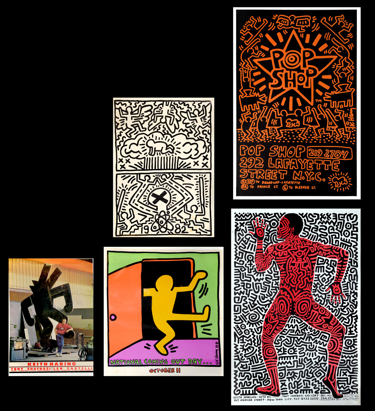 FIVE-PIECE KEITH HARING POSTER LOT:
